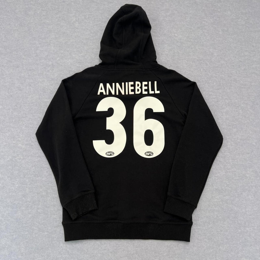 Vintage Collingwood Magpies AFL Star Athletic Hoodie No.36 Anniebell Black Size 16