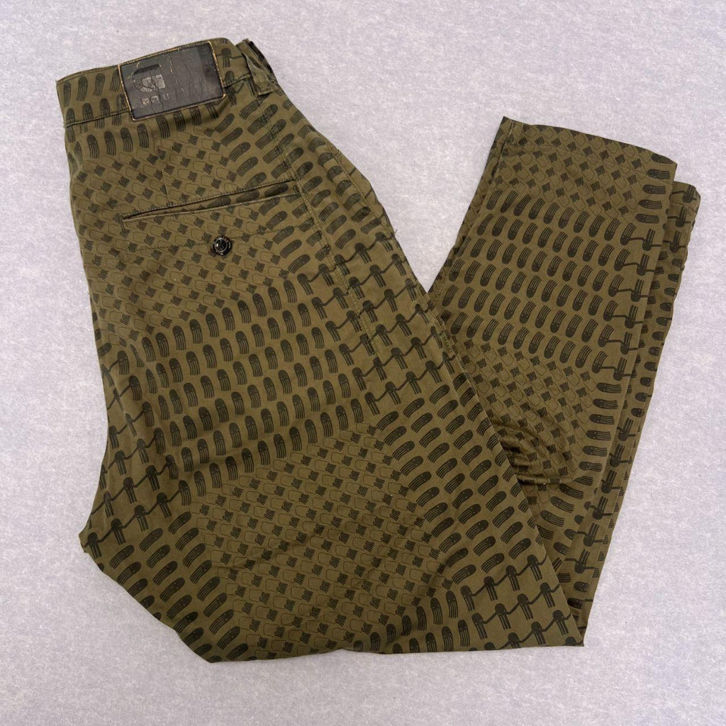 G-Star RAW x Pharrell Williams Bionic Yarn RAW For The Oceans Khaki AOP Squid Trousers Chino Pants W33 L32