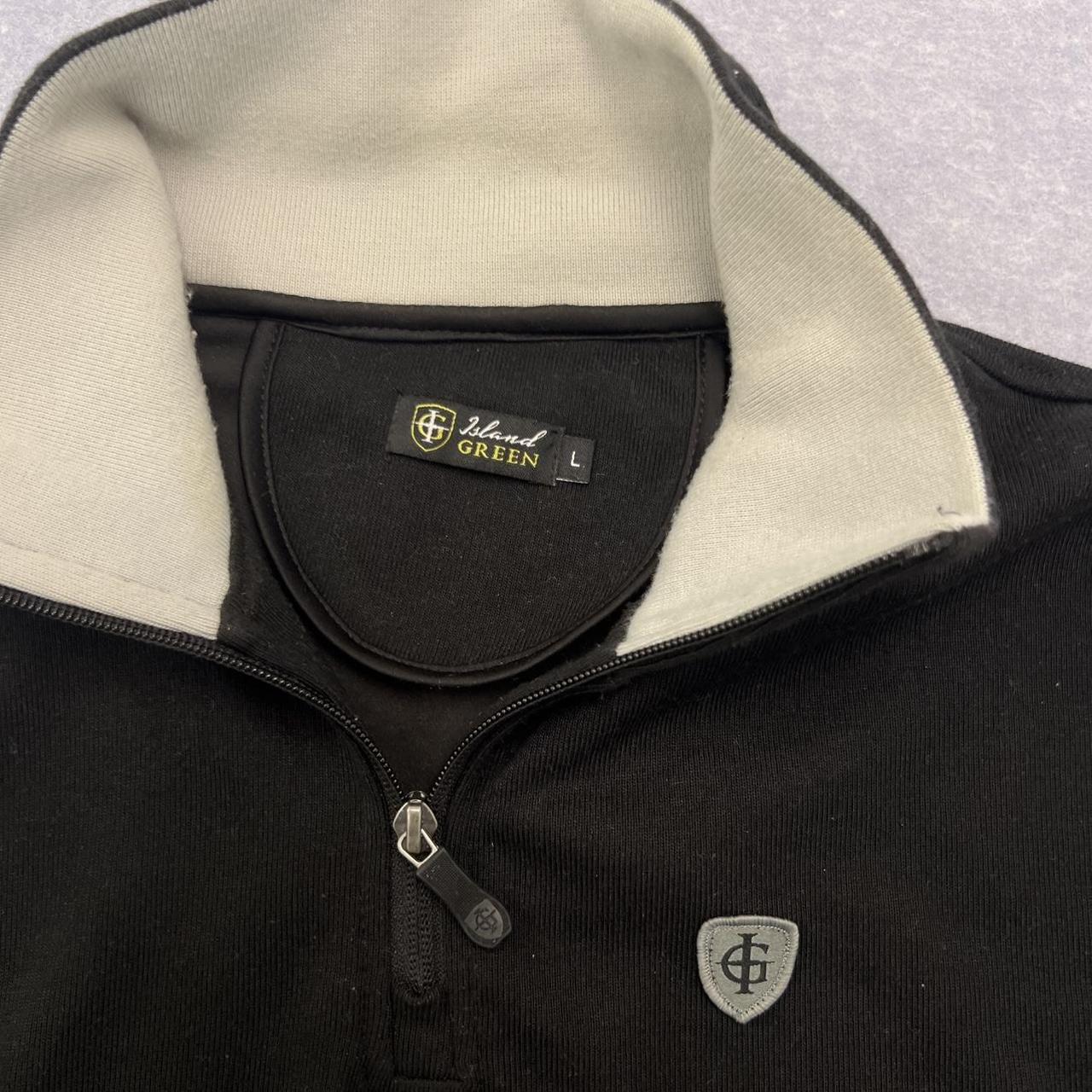 Island Green Golf Mens Black Eastwood Golf Club 1/4 Zip Mock Neck Pullover Large