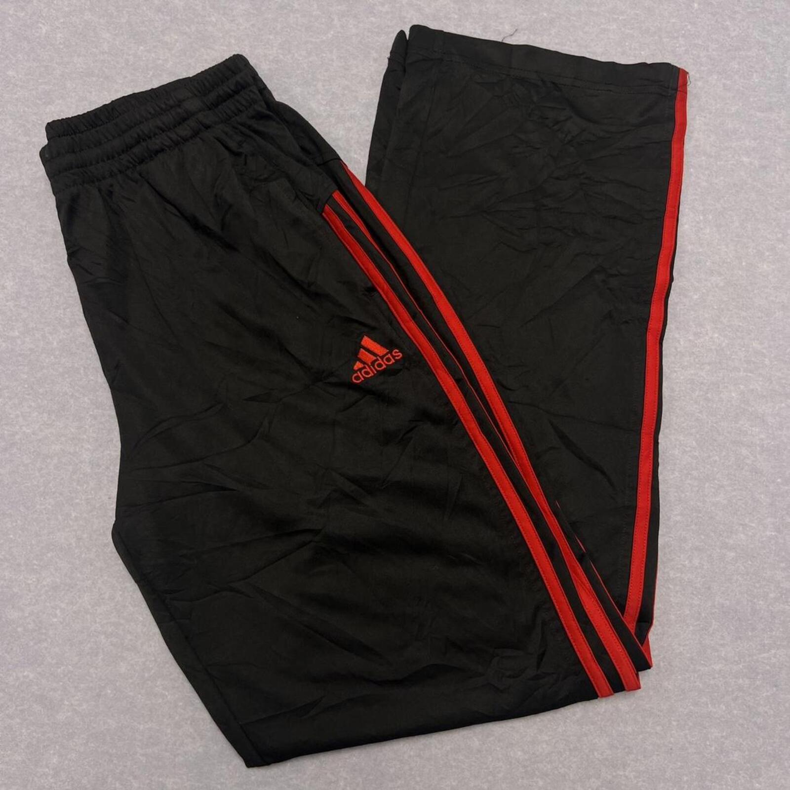 Vintage Adidas Men's Black & Red Striped Streetwear Skater Track Pants Medium