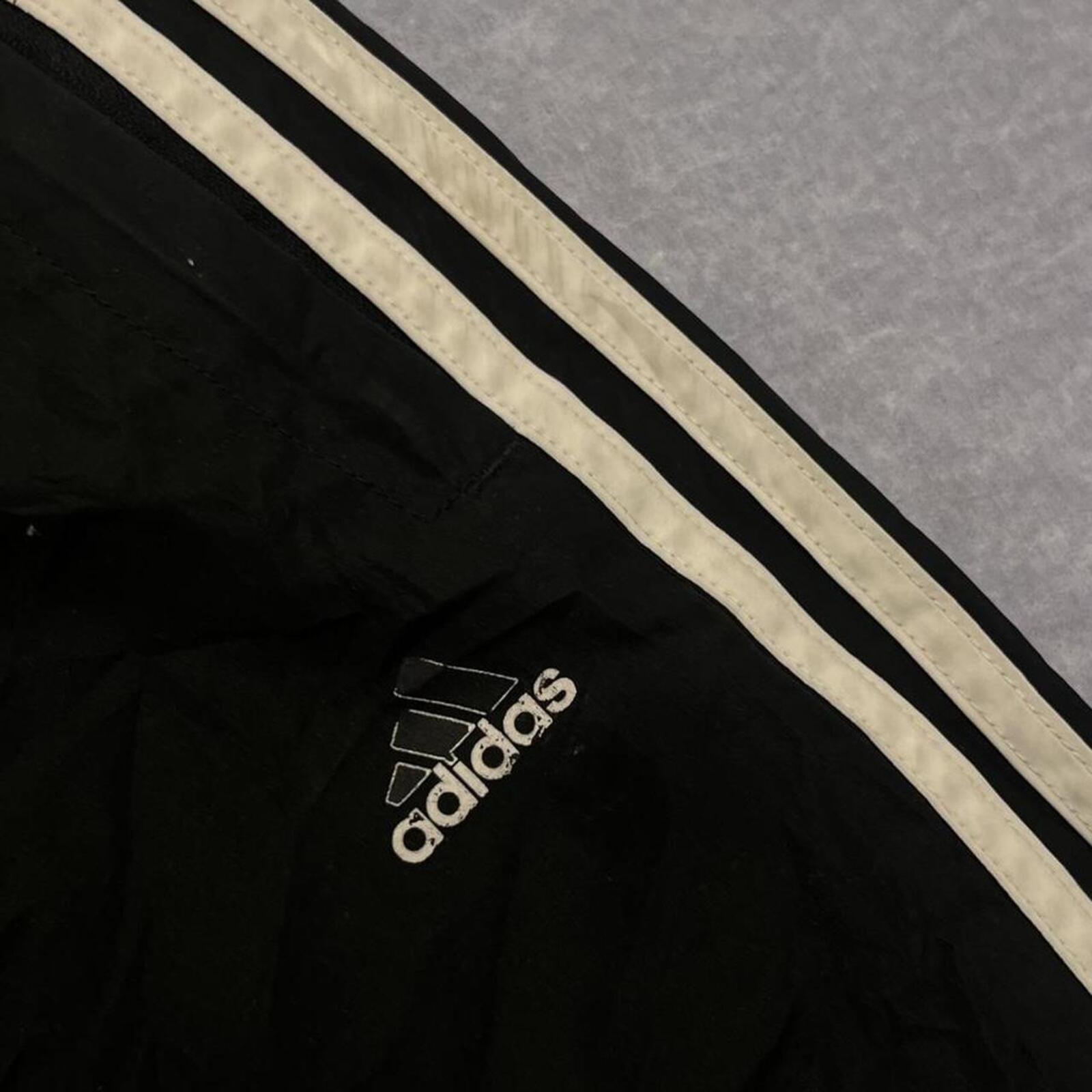 Vintage Adidas Men's Black White & Orange Striped  Baggy Streetwear Skater Track Pants Y2K Small