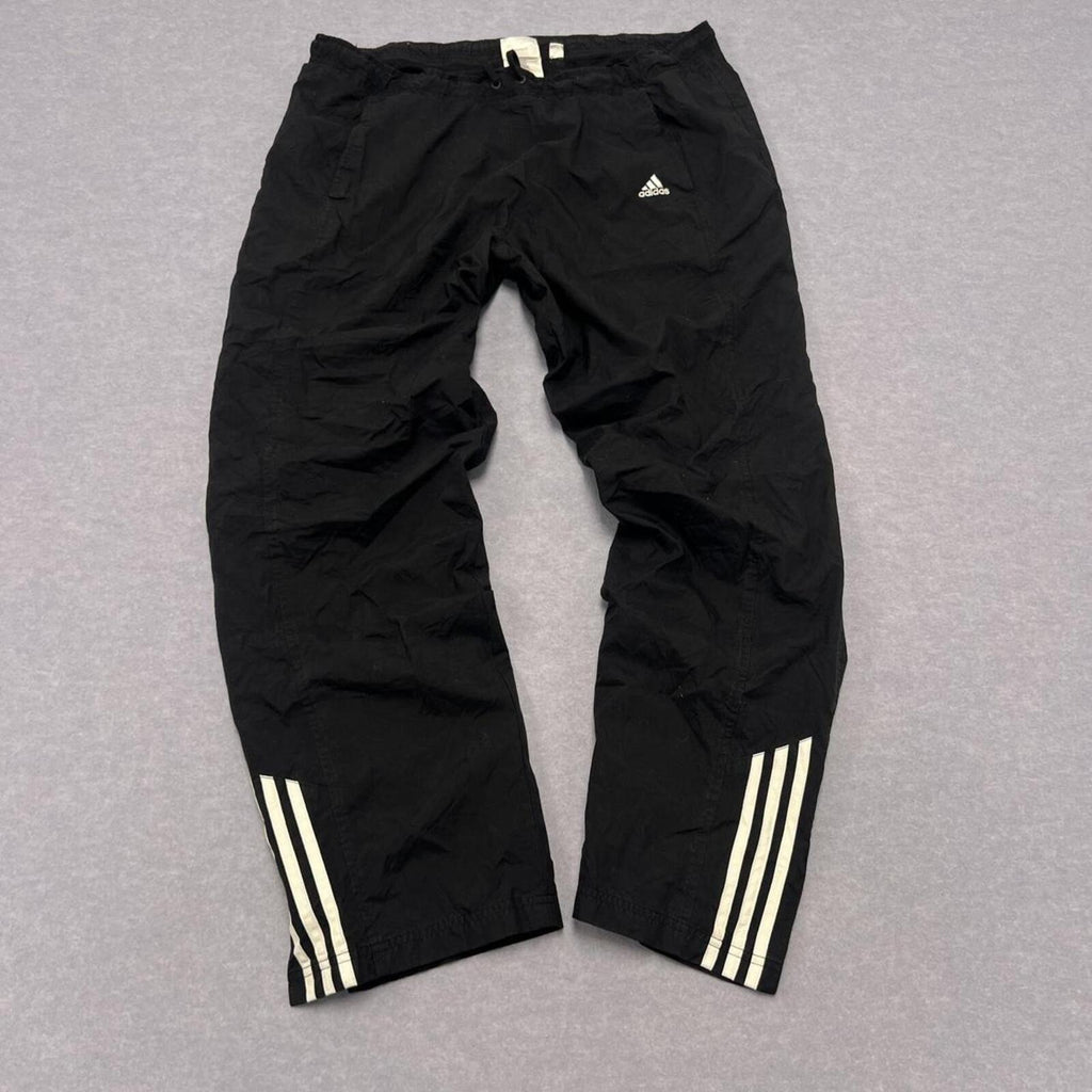 Vintage 2001 Adidas Men's Black & White Striped Baggy Skater Track Pants Large