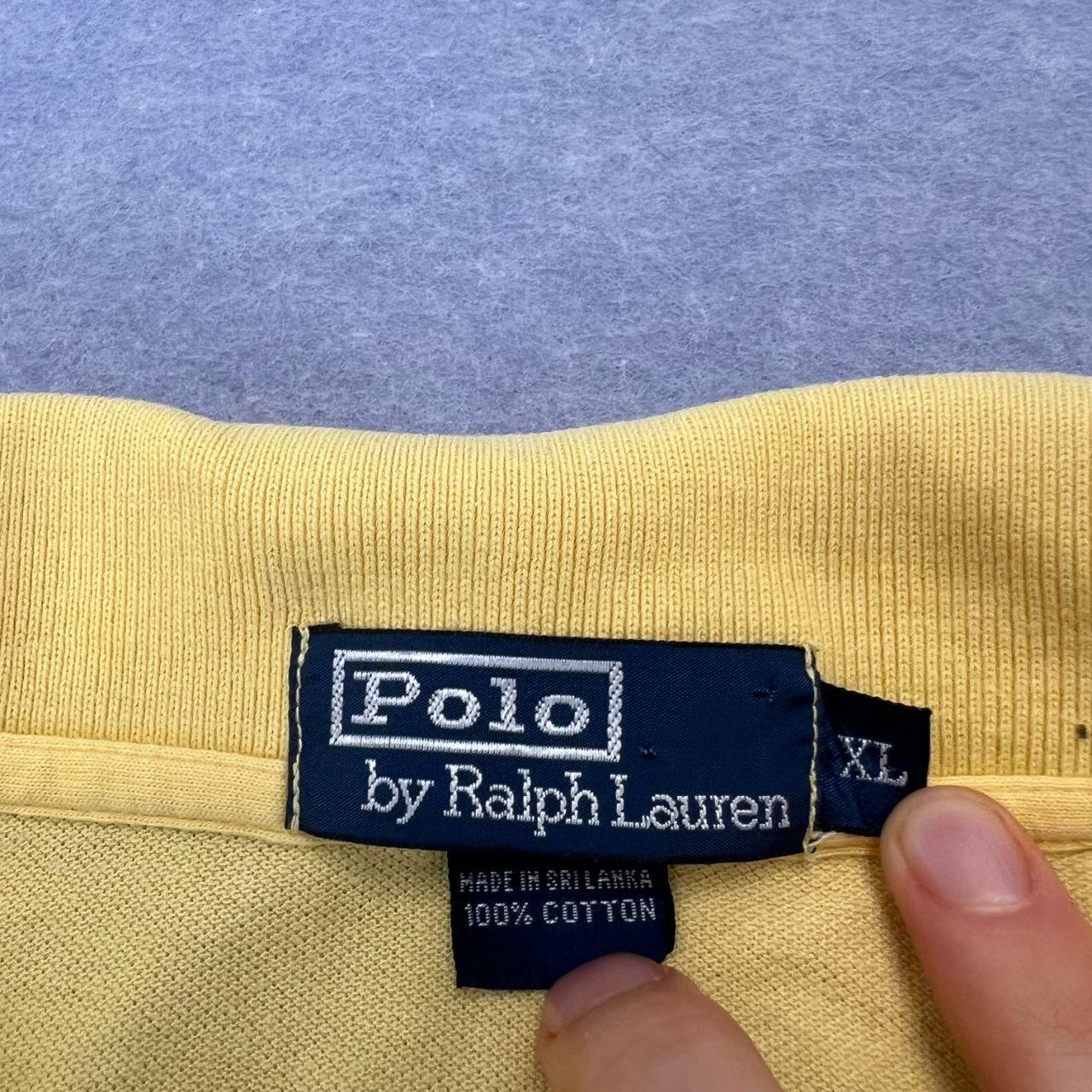 Vintage 90s Polo Ralph Lauren Yellow Long Sleeve Polo Shirt (Navy Pony) Men's XL