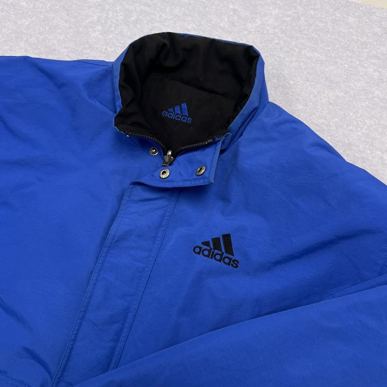 Vintage 2000 Adidas Reversible Blue & Black Puffer Jacket Streetwear Y2K Oversized Medium