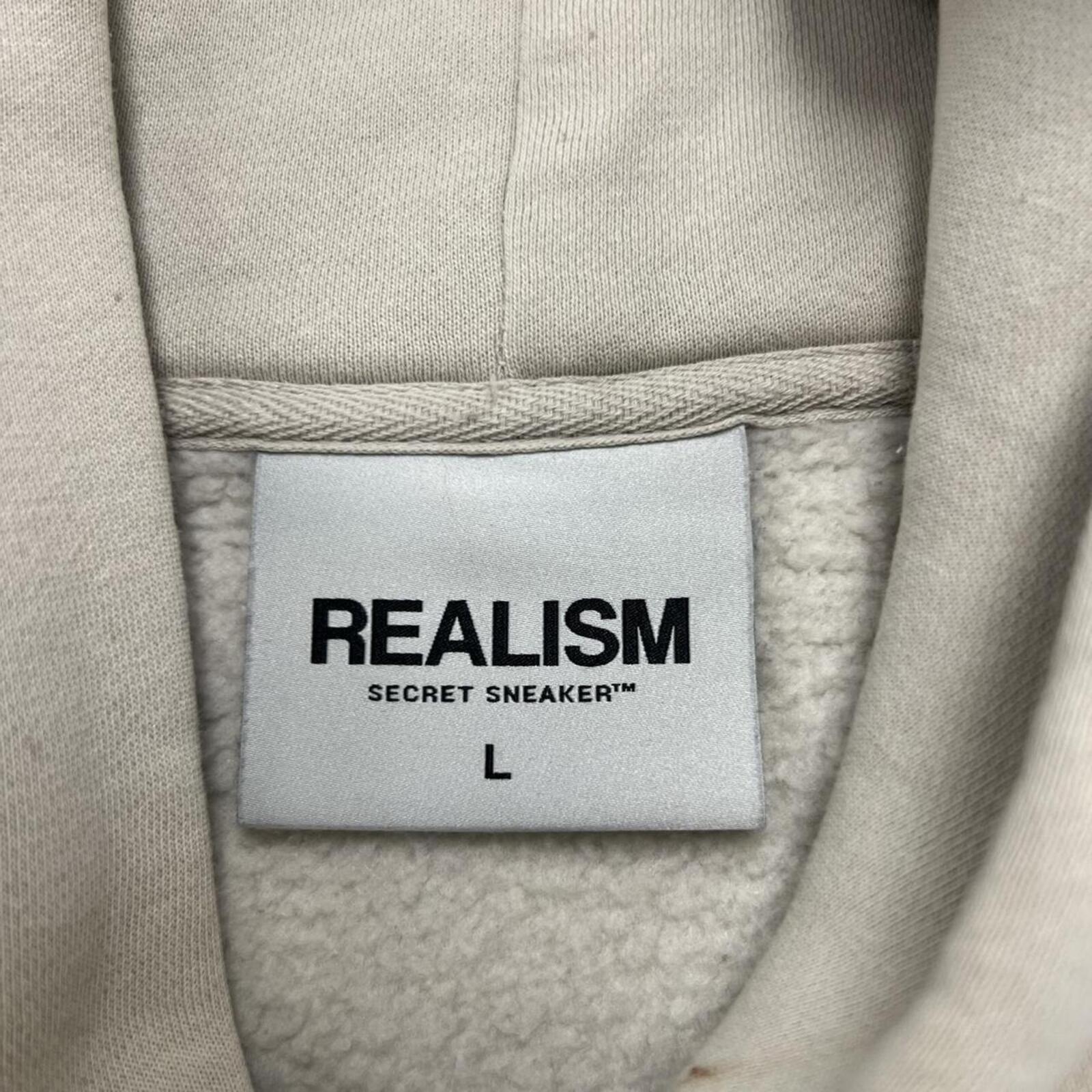 AUTHENTIC Realism Secret Sneaker Oversized Hoodie Cream Beige Streetwear Men's Large
