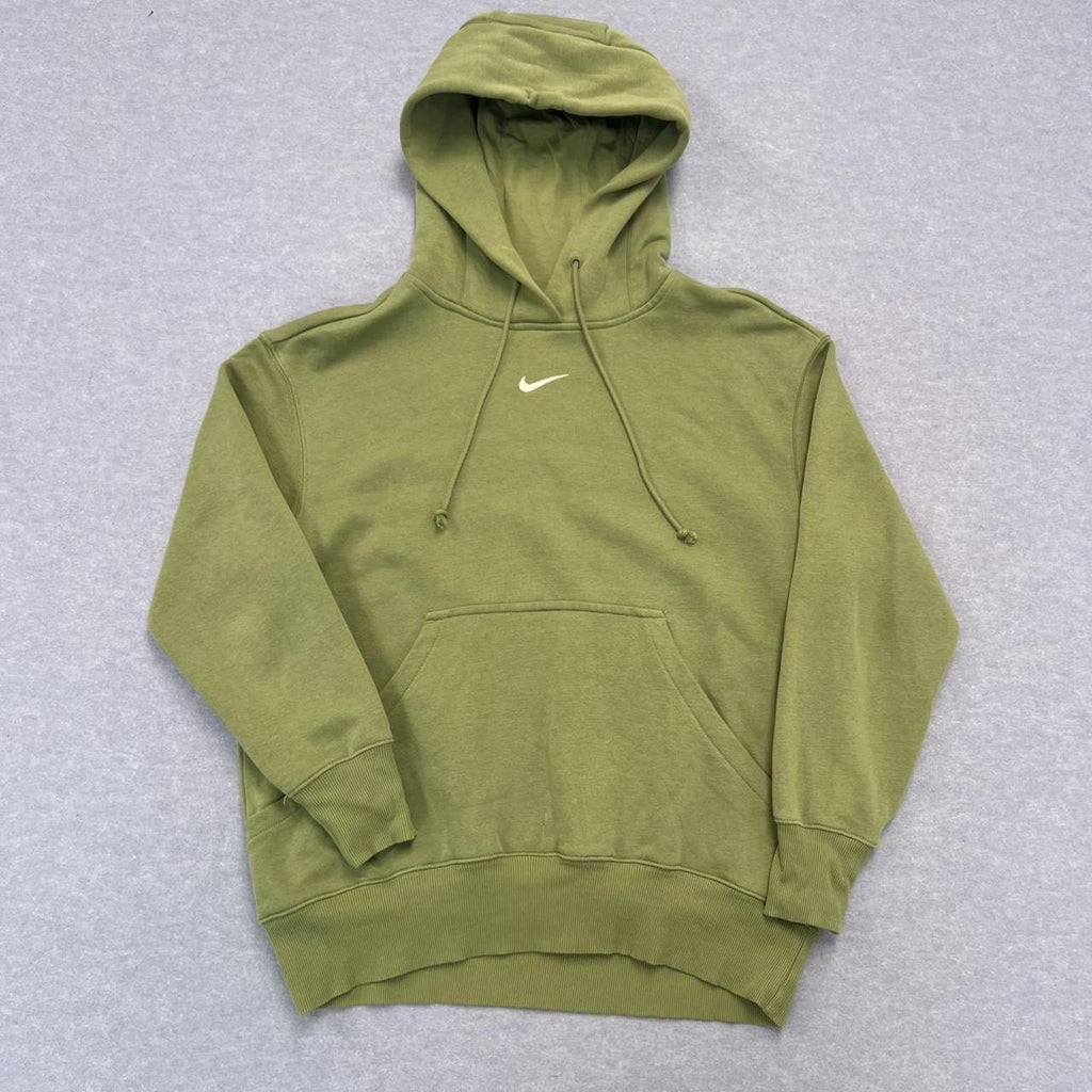 Vintage Nike Centre Swoosh Olive Green Oversized Hoodie Size Small Fits Large