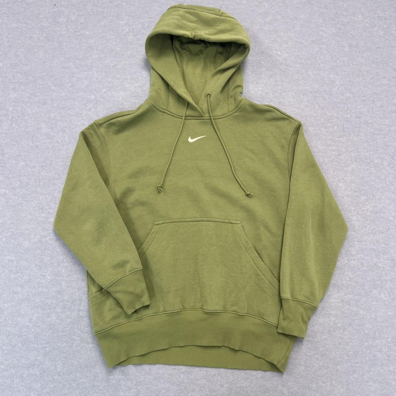 Vintage Nike Centre Swoosh Olive Green Oversized Hoodie Size Small Fits Large