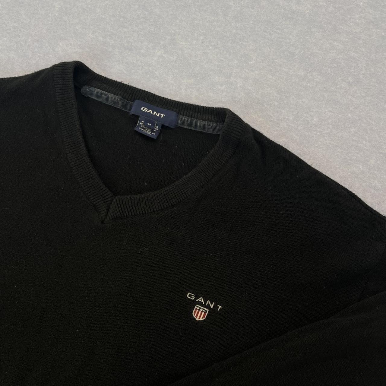 Vintage GANT Men’s Black V-Neck Knit Sweater Old Money Preppy Medium