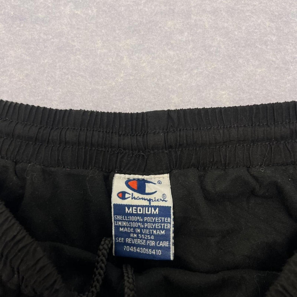 Vintage 90’s Champion Men's Black & Grey Side Stripe Baggy Track Pants Medium