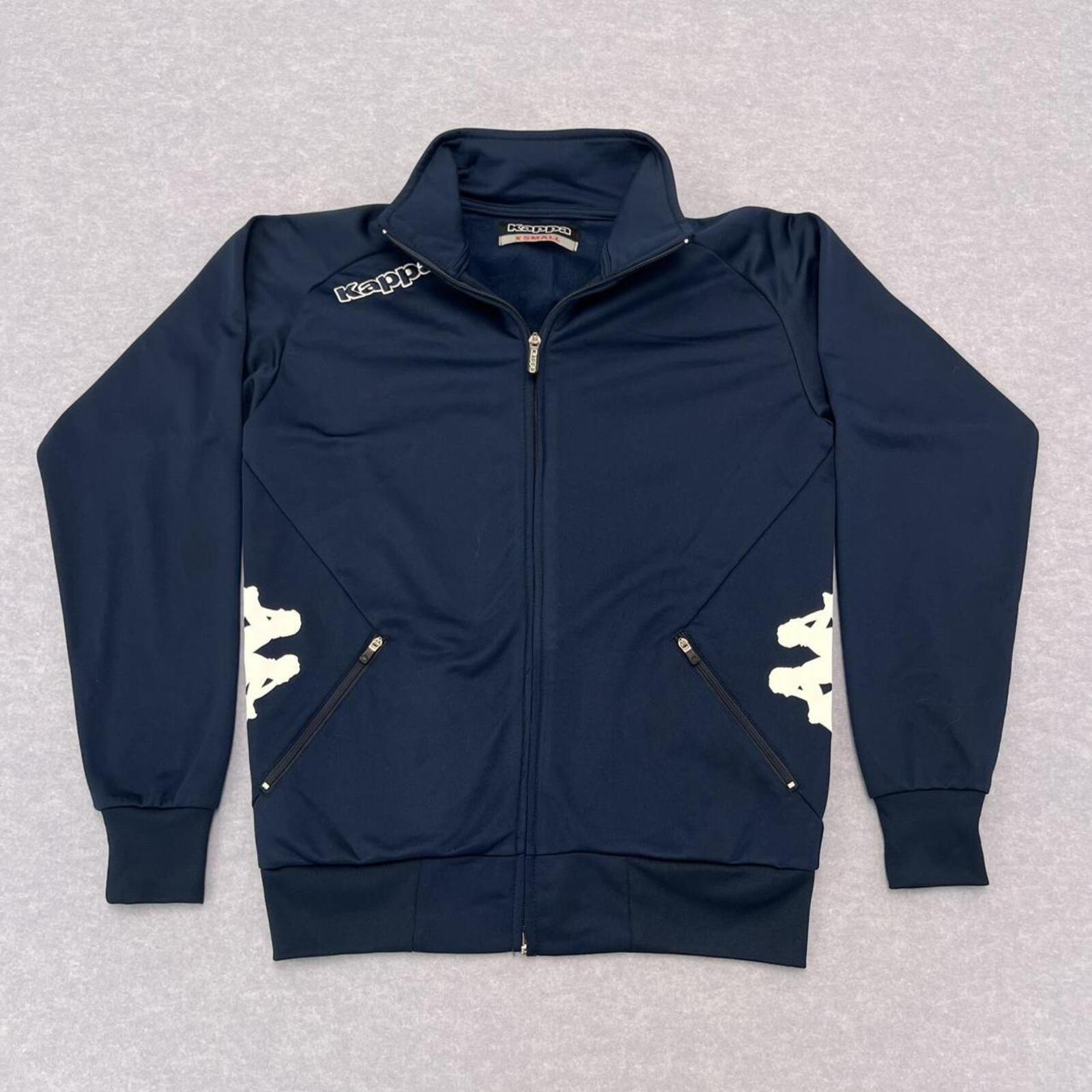 Kappa Navy Full Zip Track Jacket Greek Alexander The Great Back Print Men's XS