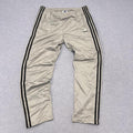 Vintage 1999 Adidas Men's Silver & Black Striped Button up Baggy Streetwear Track Pants Warmup Joggers Oversized Medium