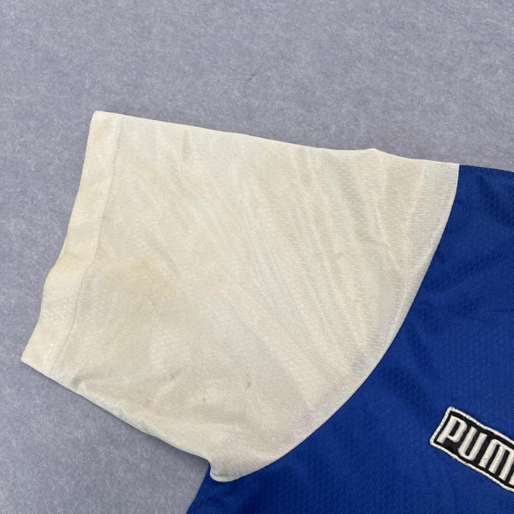 Vintage 1990’s Puma Soccer / Football Patch Jersey Blue & White Men's Medium