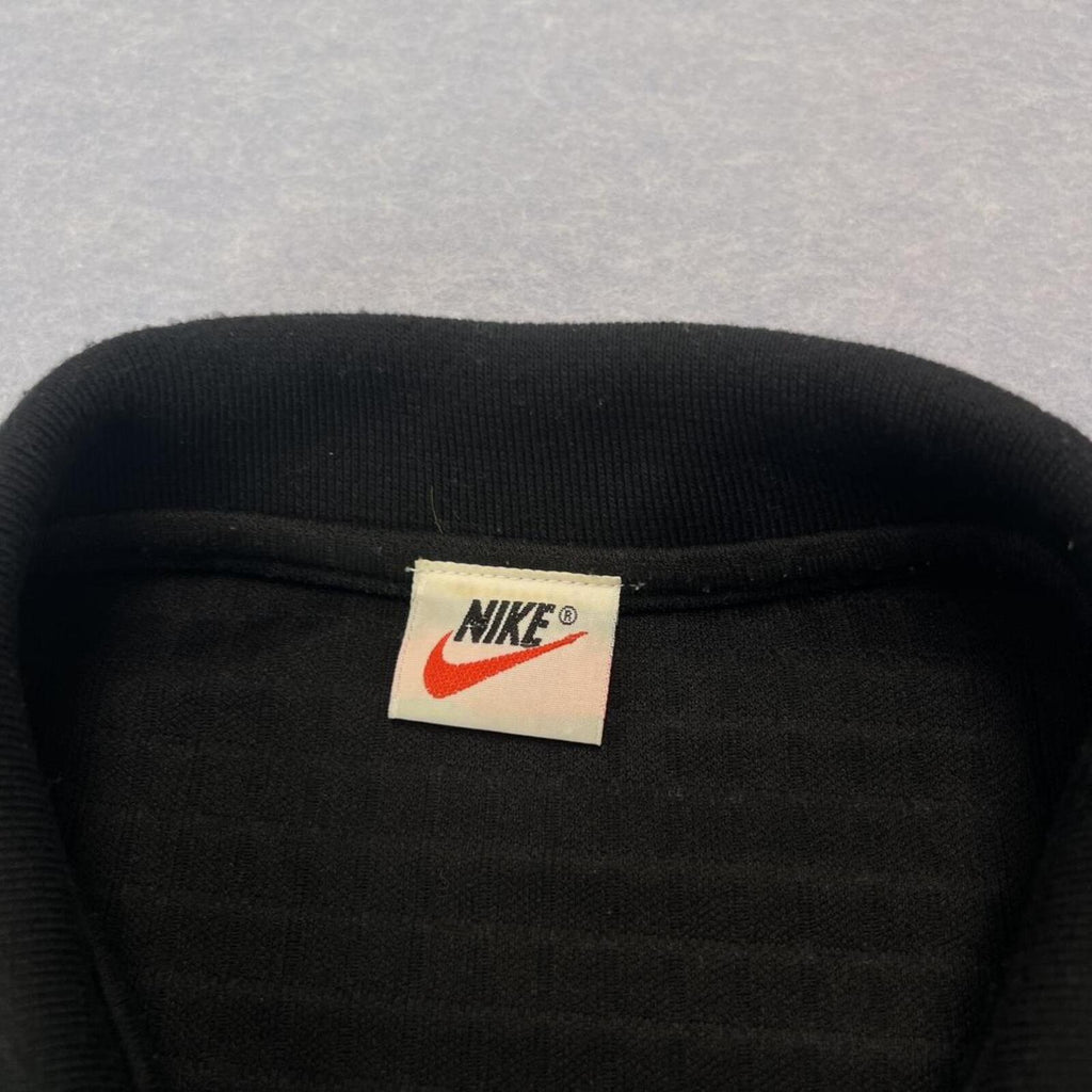 Vintage Nike Waffle Texture Men's Black Polo Shirt Embroidered Swoosh XXL