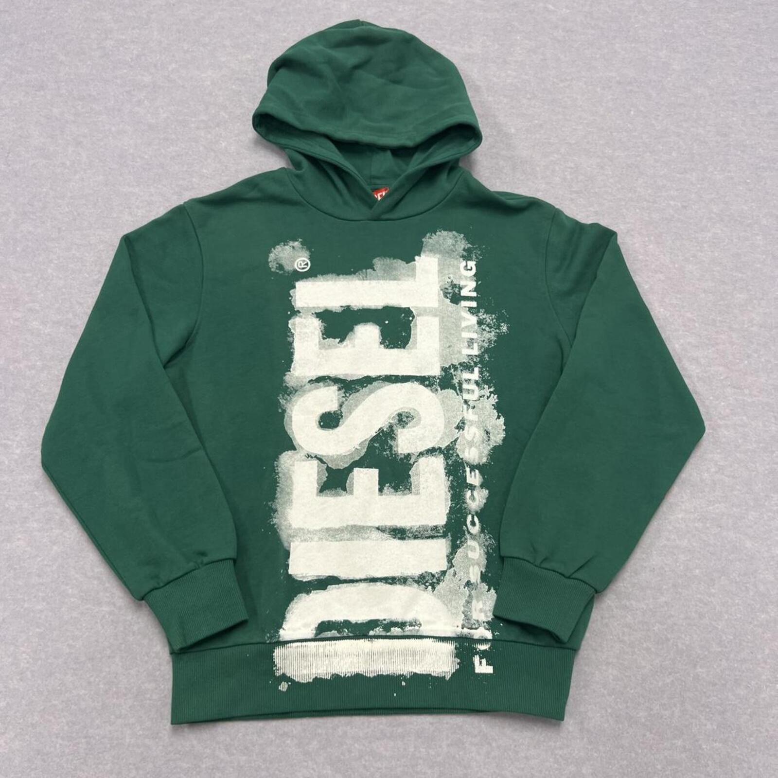 Vintage Diesel Streetwear Oversized Forrest Green SpellOut Graffiti Youth 14Y