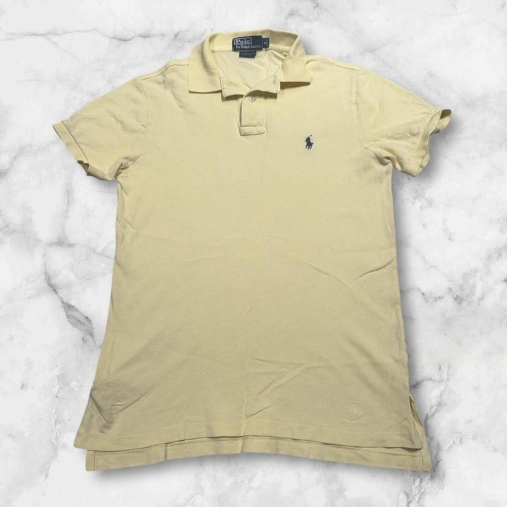 Vintage Polo Ralph Lauren Men's Yellow Preppy Dress Polo Shirt (Navy Pony) XL