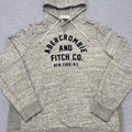 Vintage Abercrombie & Fitch Men’s Grey & Navy Spell Out Hoodie Preppy Y2K XXL