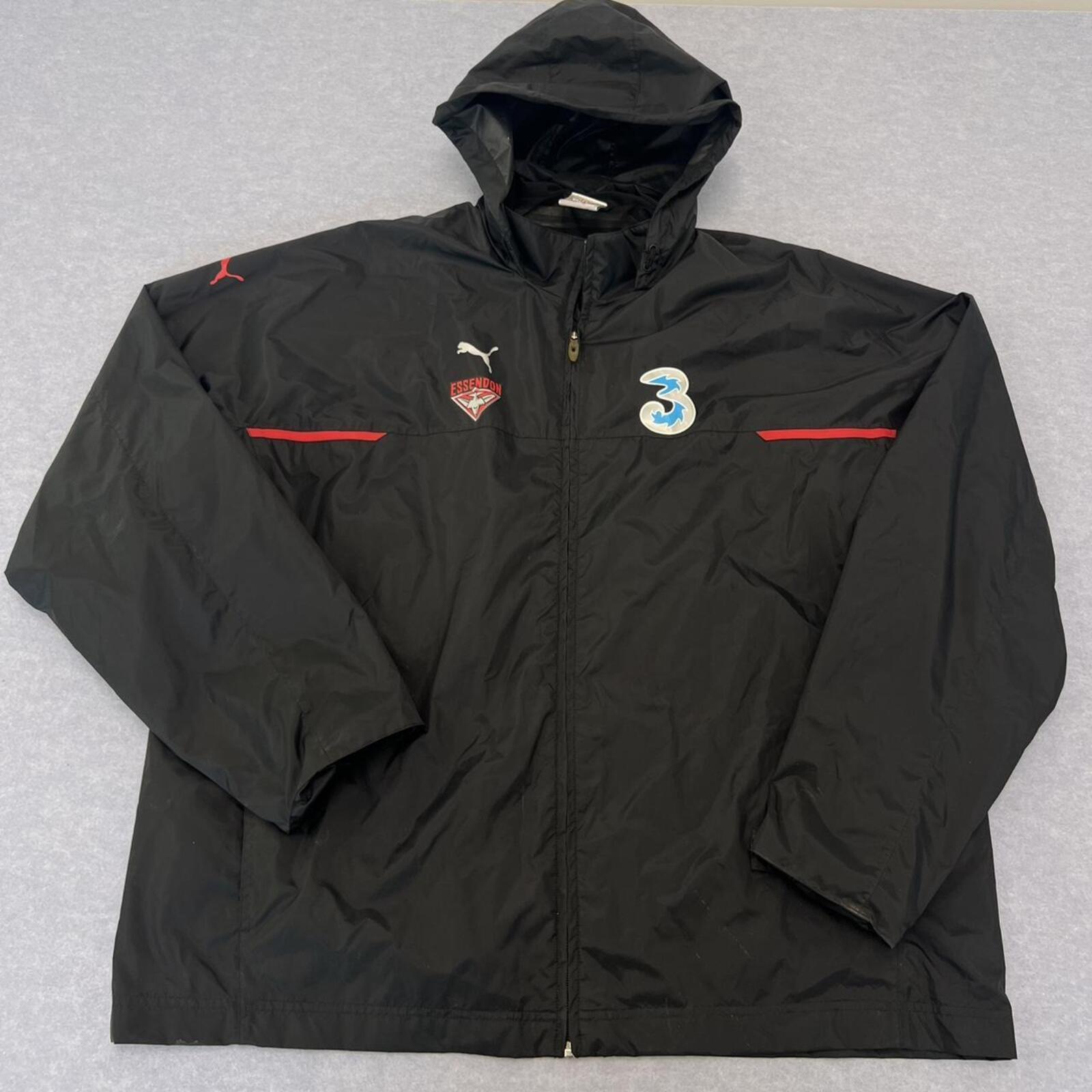 Vintage Essendon Bombers AFL Puma Black Full Zip Spray Jacket 3 Mobile XXL