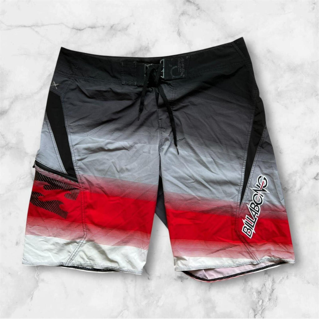 Vintage Billabong Surf Zero Gravity Platinum Stretch Board Shorts Red & Grey Y2K 36”