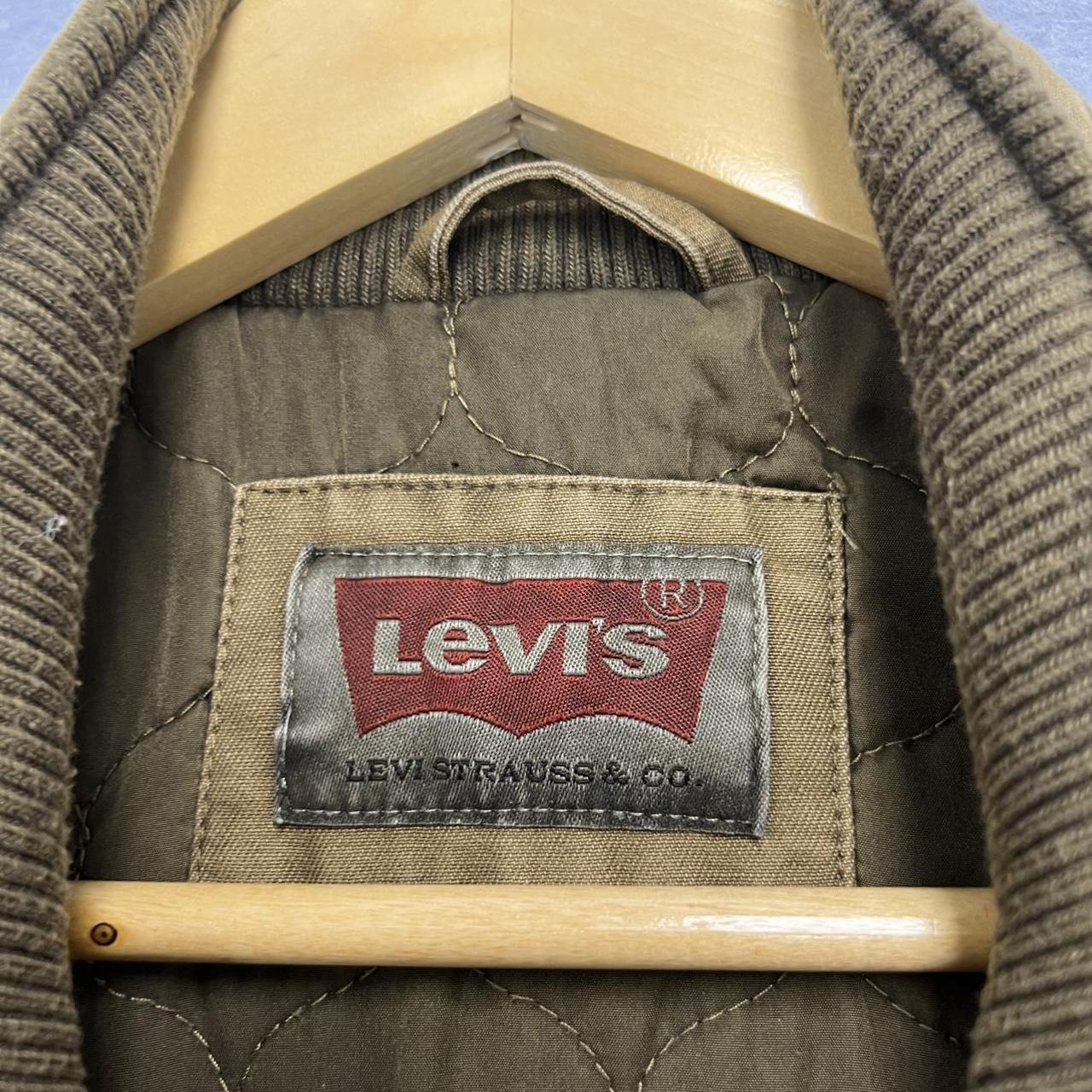 Vintage 90s Levi's Khaki Military Canvas Quilted Bomber Jacket Men's Medium
