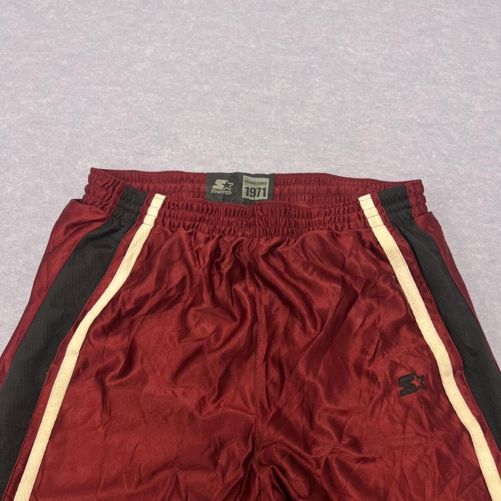 Vintage 90s Starter Men's Burgundy & Black Striped Baggy Streetwear Track Pants Y2K Oversized Large