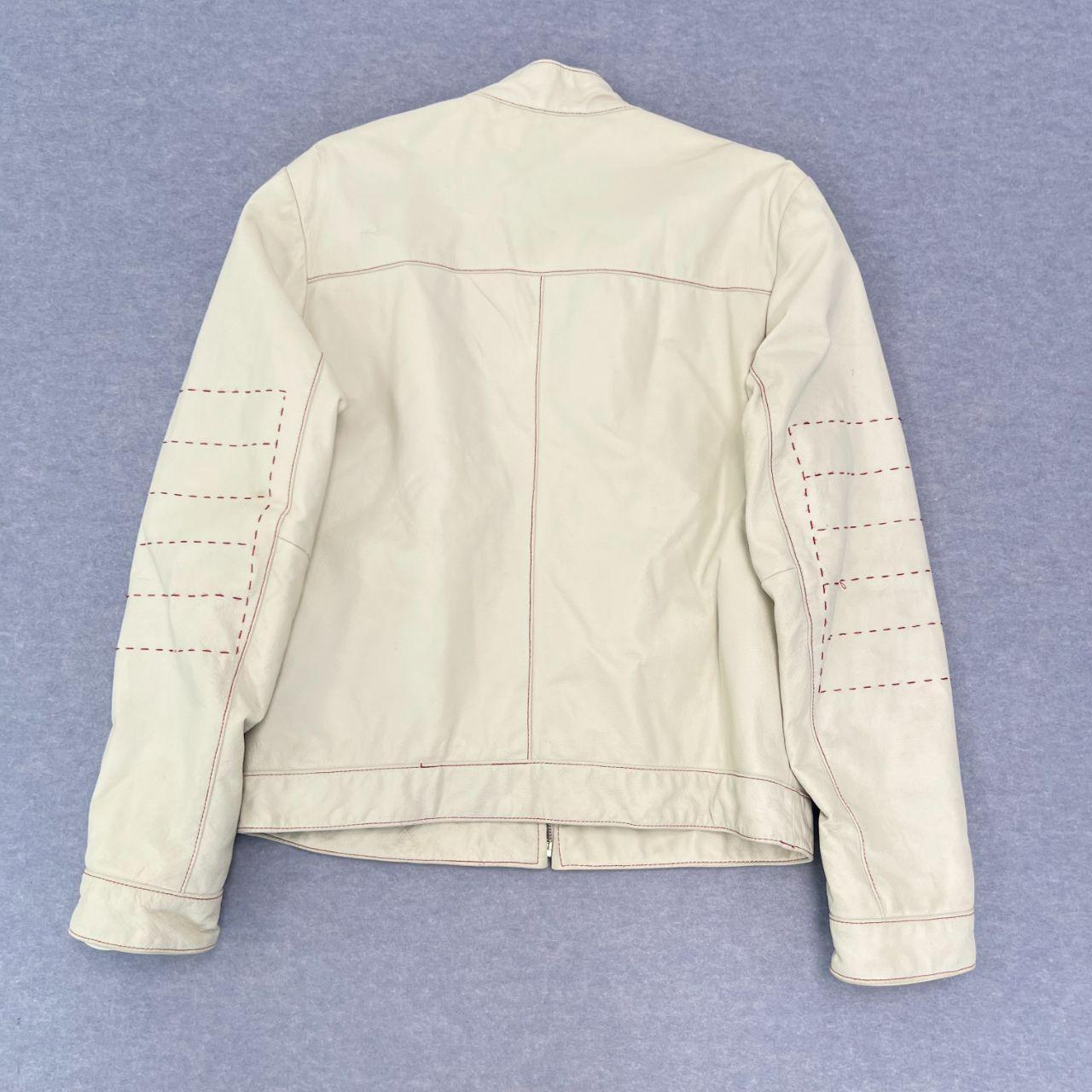 Vintage Politix White 100% Genuine Leather Motorcycle Racing Racer Jacket Large