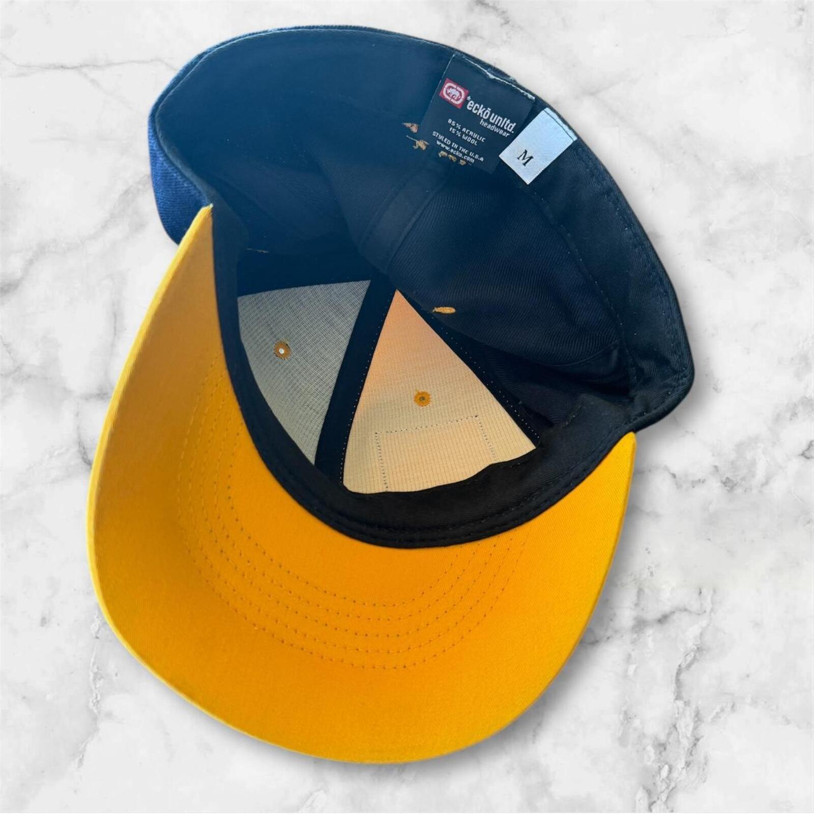 Ecko Unltd Men’s Navy & Yellow Embroidered Streetwear Skater Cap Y2K Medium