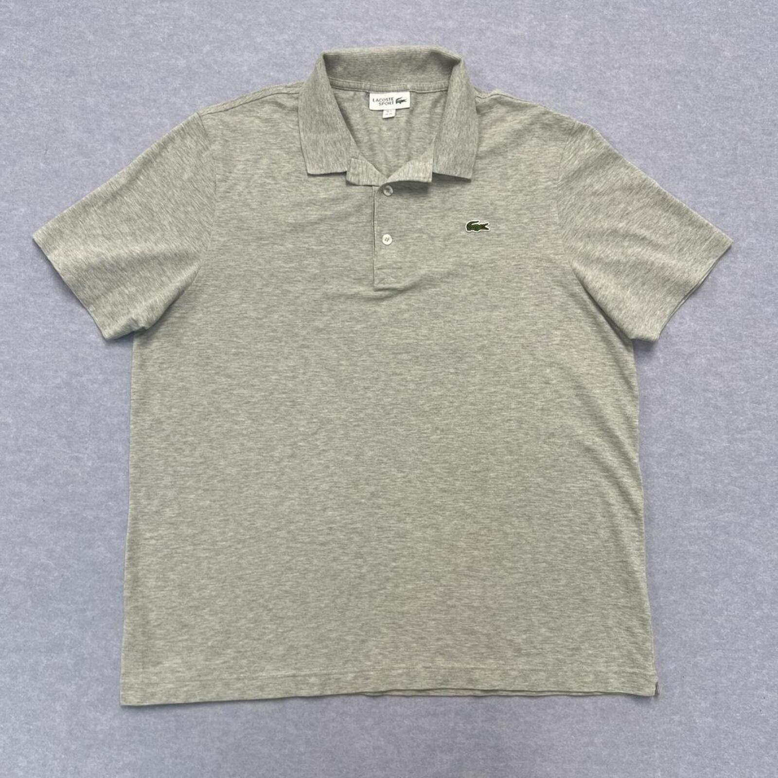 Vintage Lacoste Sport Men's Grey Marl Short Sleeve Polo Shirt Preppy Size 7 XXL