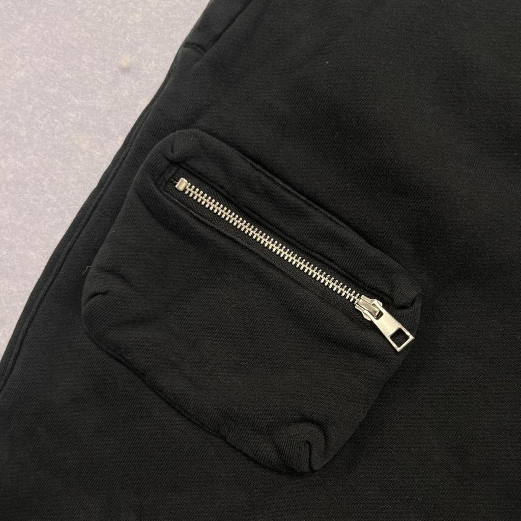 Nike Airmoji Black Zip Pocket Patch Streetwear Fleece Baggy Sweatpants Men's Medium