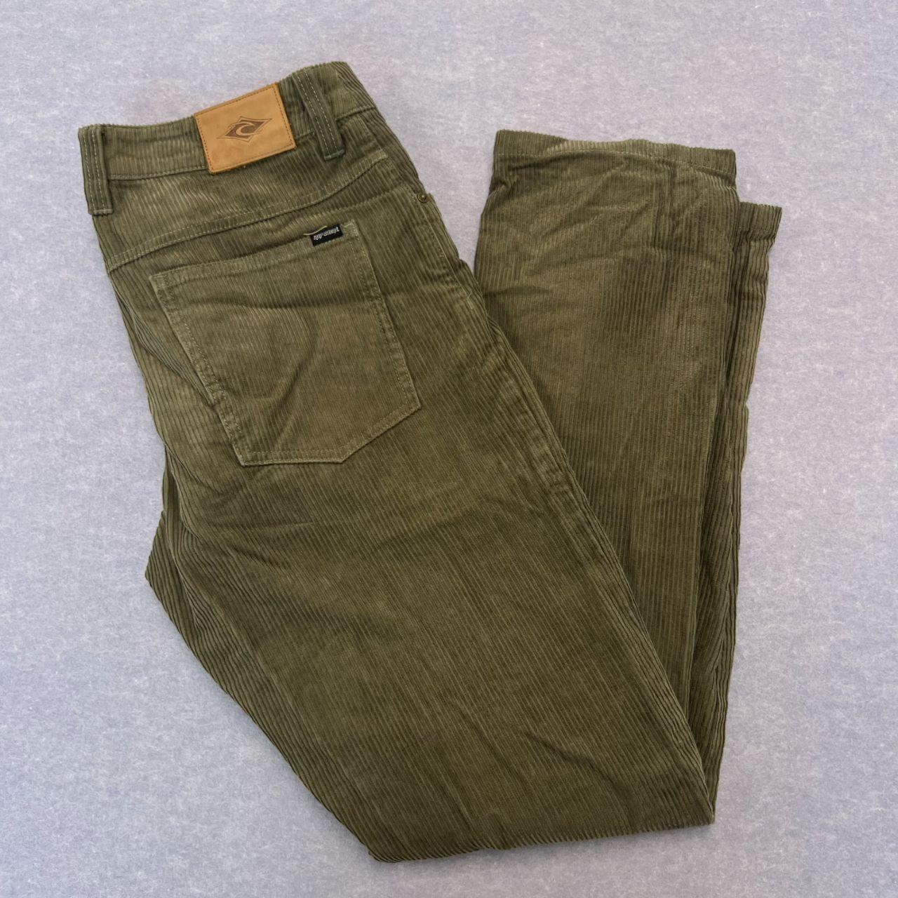 Vintage Rip Curl Surf Men's Olive Green Corduroy Chinos Trousers Size W28