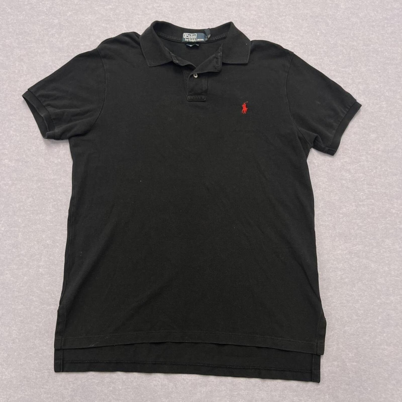 Polo Ralph Lauren Black Preppy Polo Shirt (Red Pony) Custom Fit Y2K Men's Small