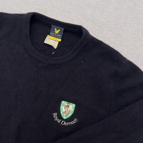 Lyle & Scott Golf Navy Blue Lambswool Knit Jumper Sweater Royal Dornoch XL