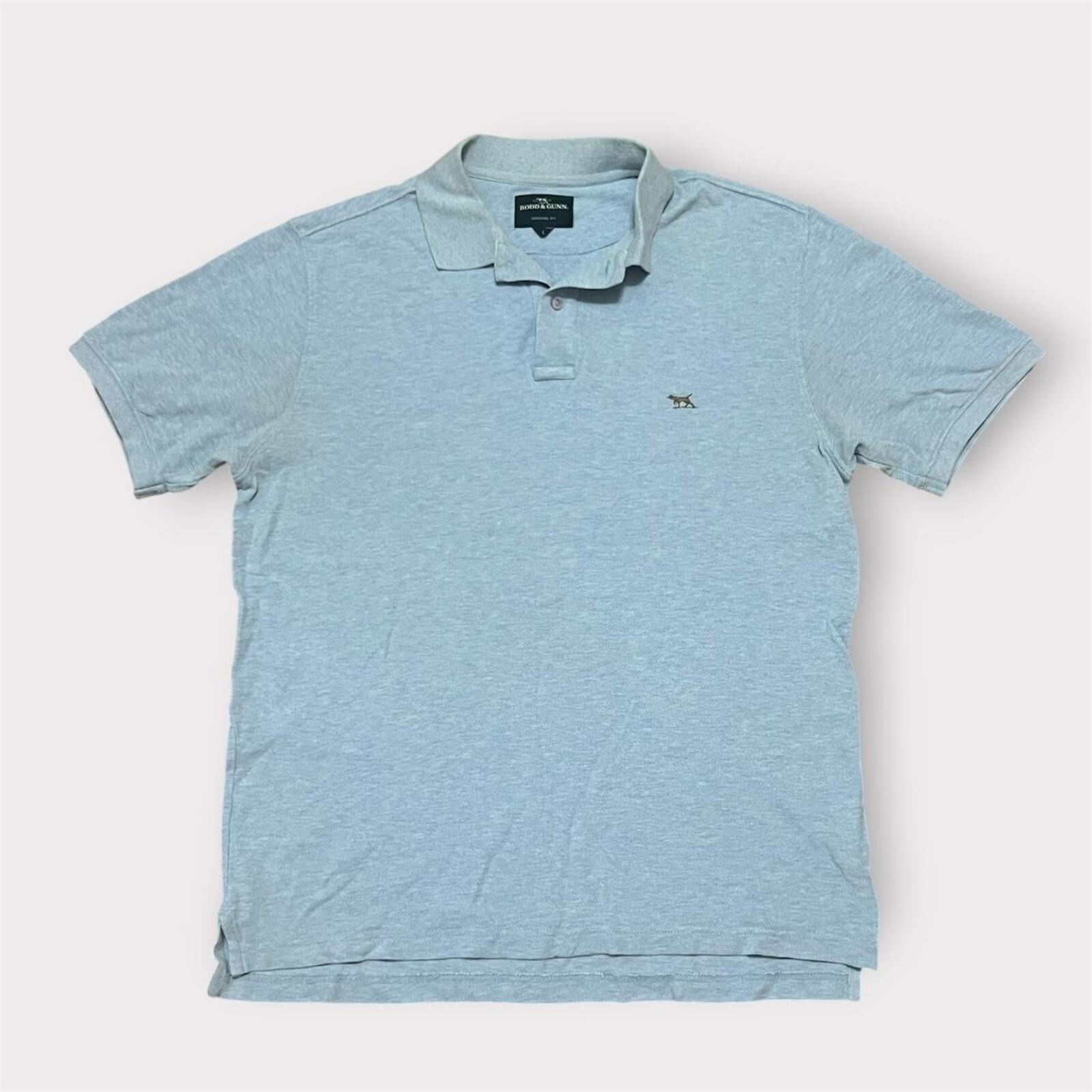 Rodd & Gunn Men's Original Fit Light Blue Marle Polo (Brown Dog) Shirt Large