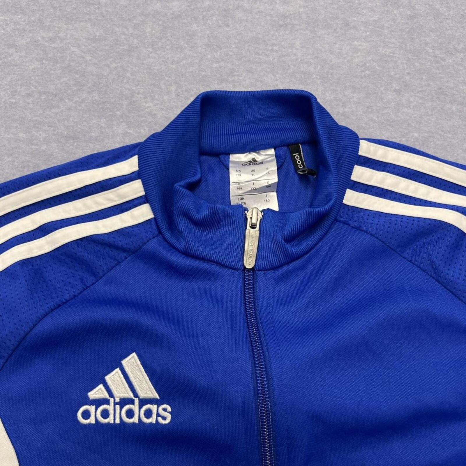 Vintage Adidas ClimaCool Royal Blue Black & White Track Jacket Youth XL Fits Mens Small