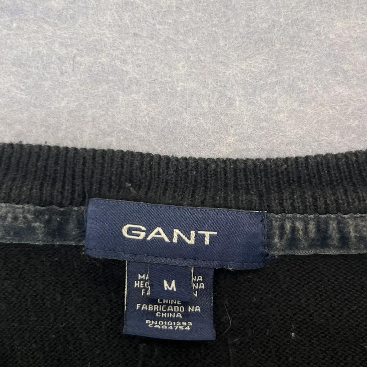 Vintage GANT Men’s Black V-Neck Knit Sweater Old Money Preppy Medium