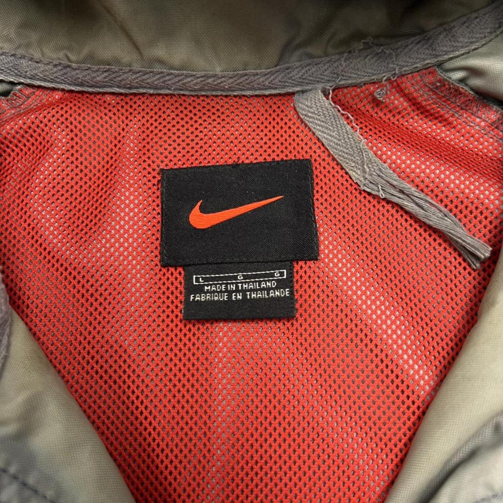 Vintage 90s Nike Grey Khaki Hooded Anorak Half Zip Windbreaker Jacket Mens Large