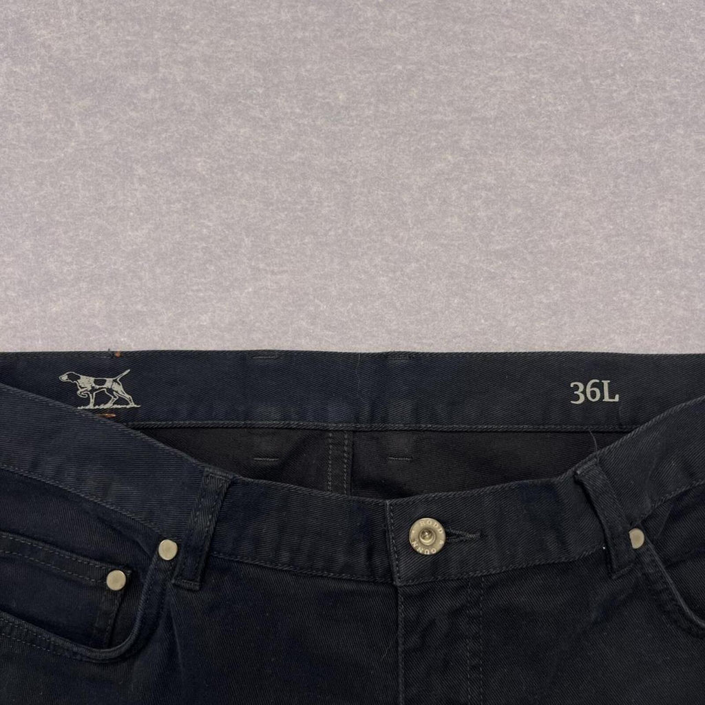 Rodd & Gunn Jeans VJ355 Straight Fit Navy Leather Trim Mens 36L