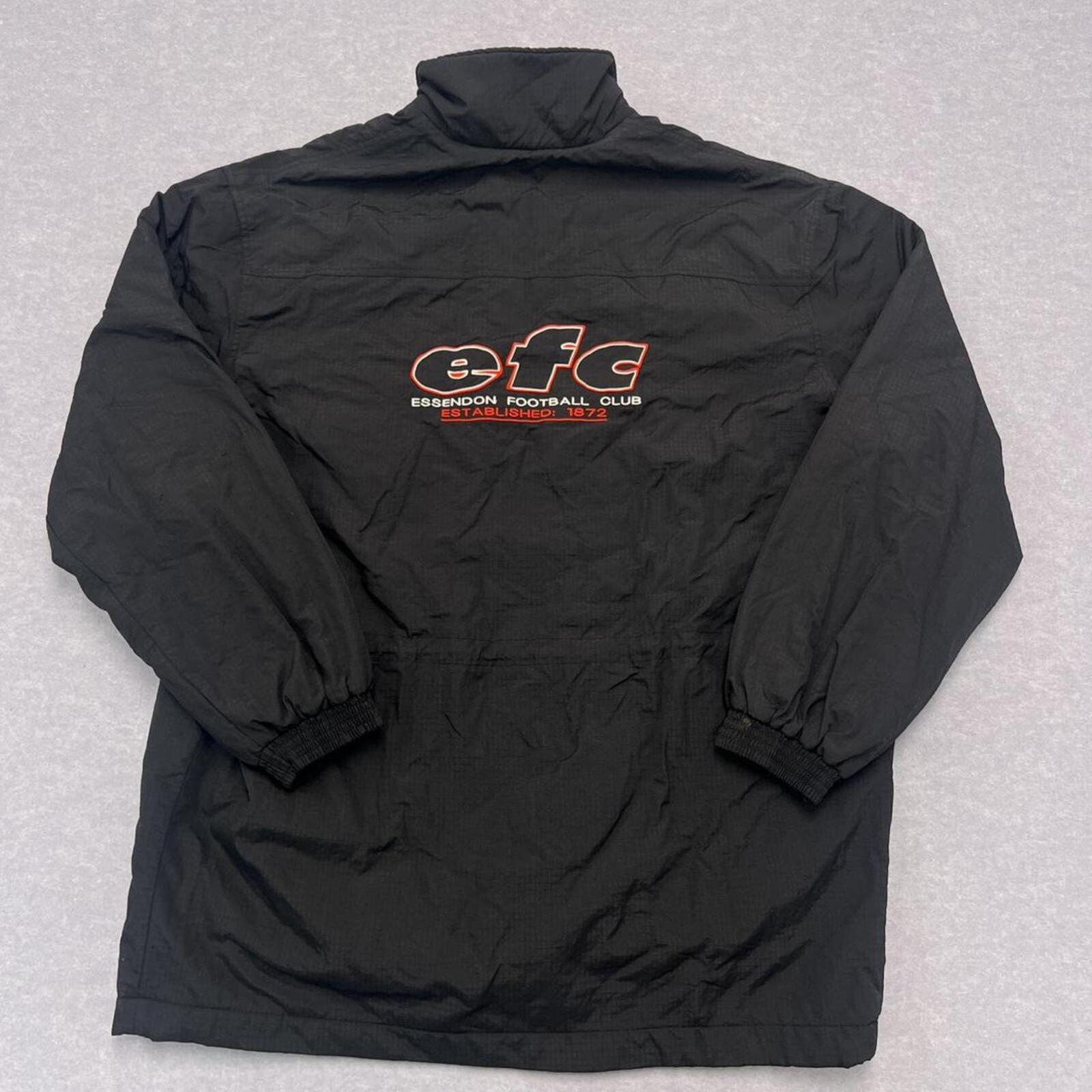 Vintage Essendon FC AFL Heatly Black L Fleece Lined Heavyweight Jacket Men's XXL