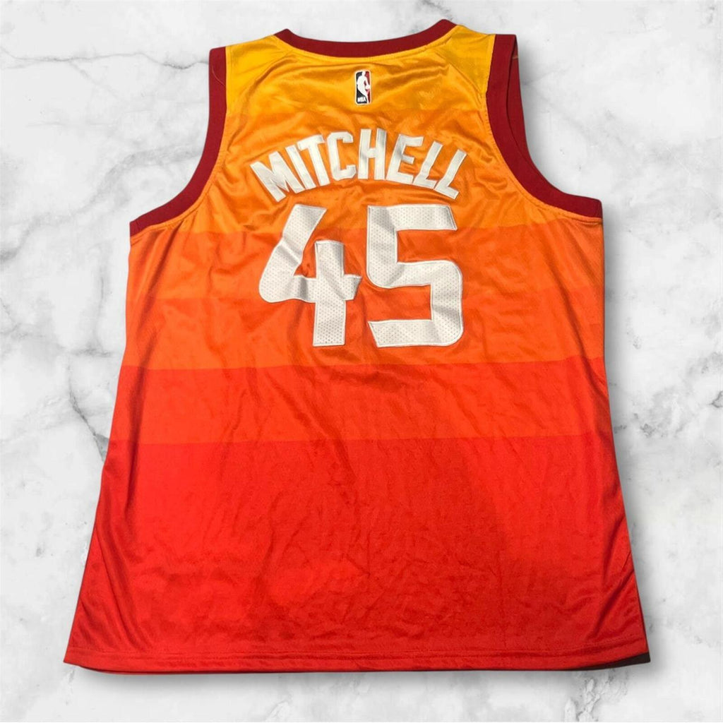 Nike Donovan Mitchell No.45 Utah Jazz Orange Gradient City Edition Jersey Men’s Size 50 (XL)