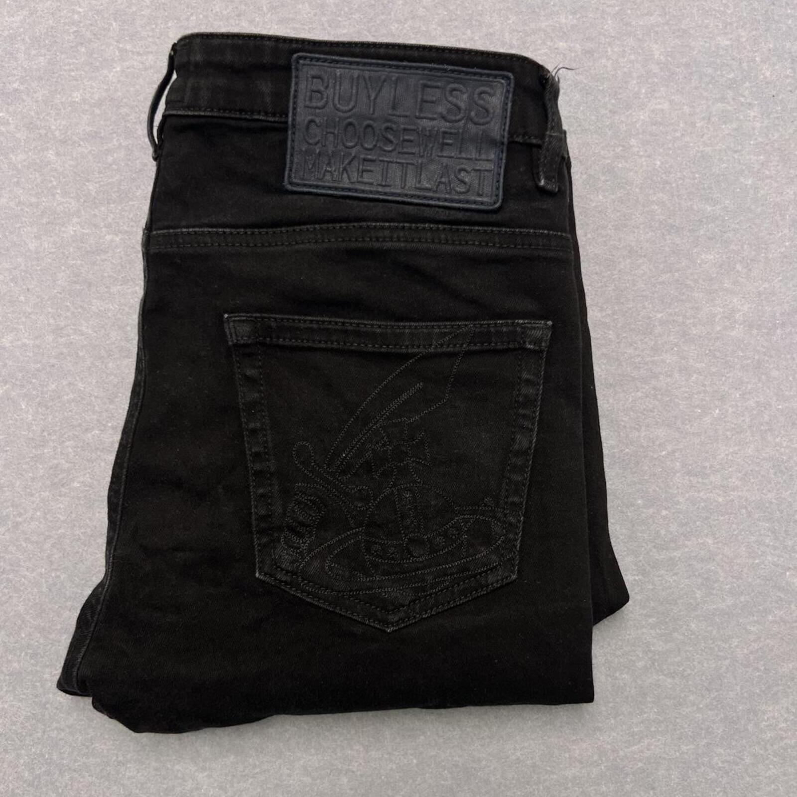 Vivienne Westwood Anglomania Men’s Black Embroidered Designer Slim Jeans Man W30