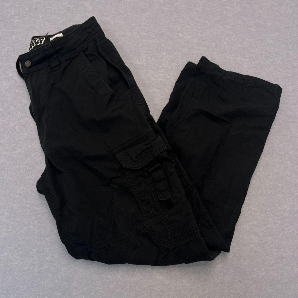 Half Half Streetwear Men's Baggy Skater Carpenter Cargo Pants Black W32