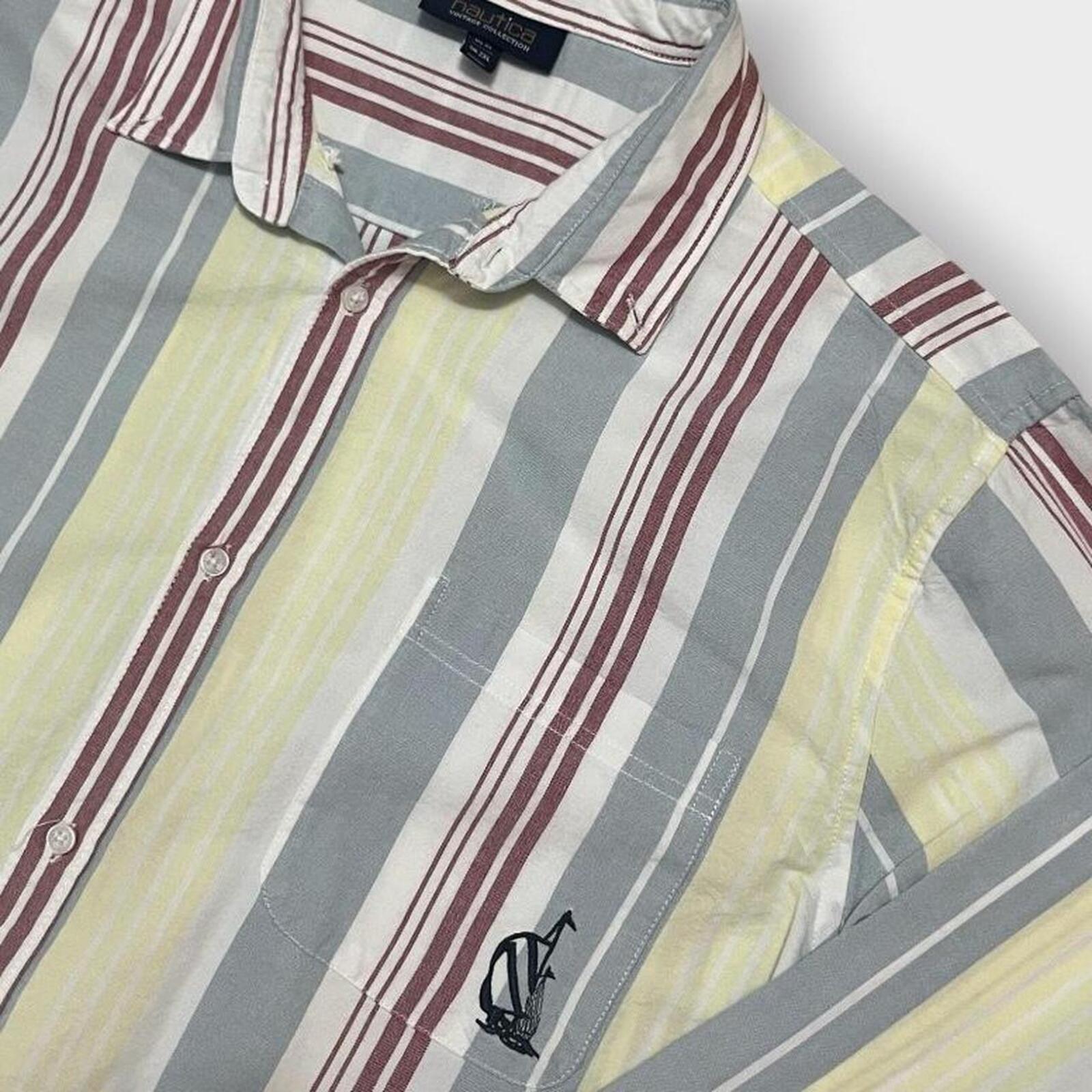 Vintage Nautica Ferguson Men's Multicolour Striped L/S Sailing Logo Shirt  XL