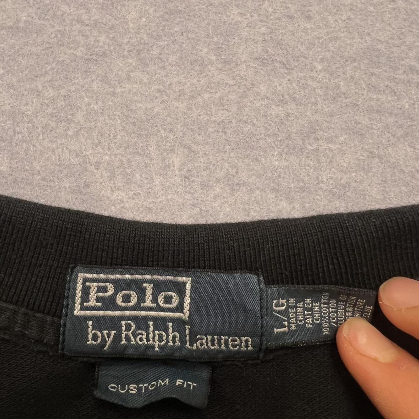 Vintage Polo Ralph Lauren Black Polo Shirt (Red Pony) Custom Fit Men's Large
