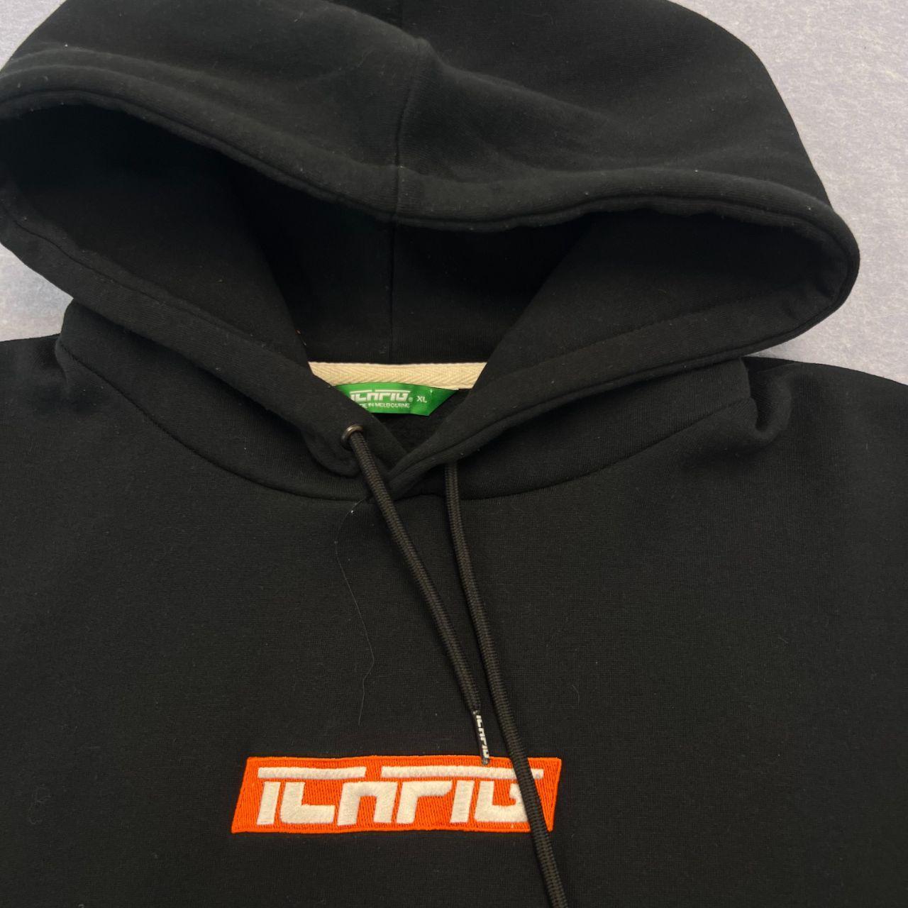 ICHPIG Streetwear Men's Black & Orange SpellOut Oversized Streetwear Hoodie XL