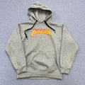 Vintage 90’s Thrasher Magazine Skateboards Flame Logo Grey Skater Hoodie Fits XL