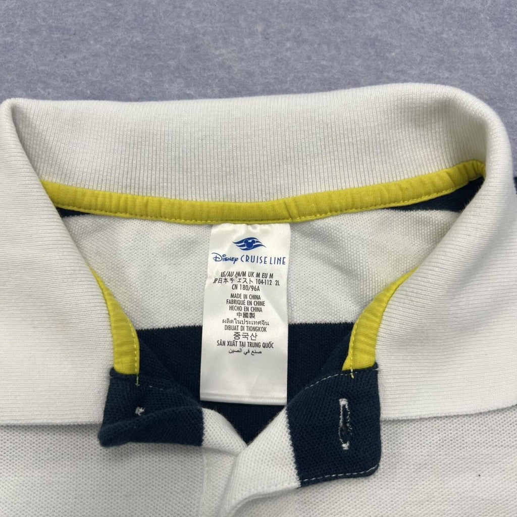 Disney Cruise Line Mickey Mouse Navy & White  L/S Striped Rugby Jumper Polo Men’s Medium