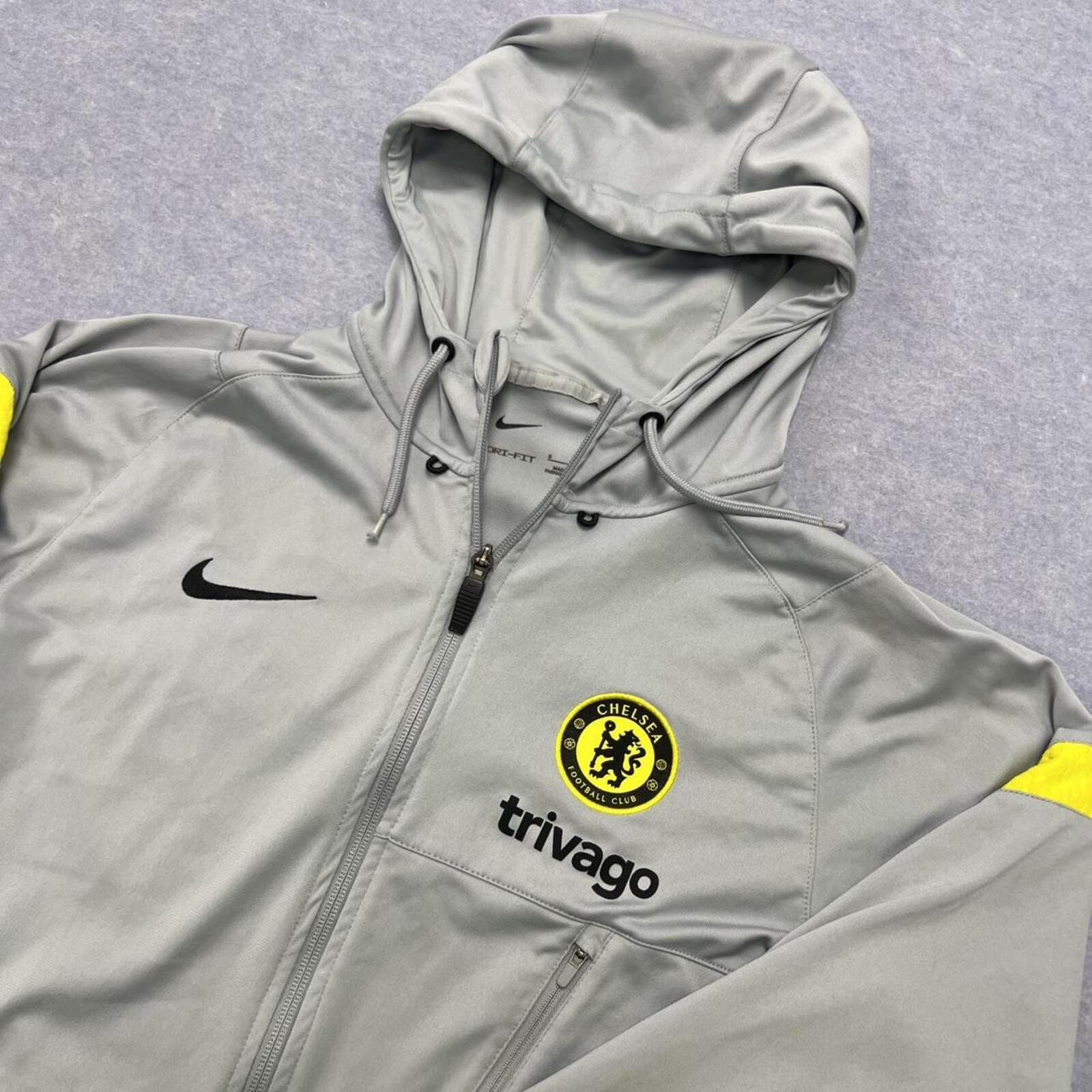Nike 2021/22 Dri-FIT Chelsea FC Men's Grey Full Zip Hoodie Track Jacket Small