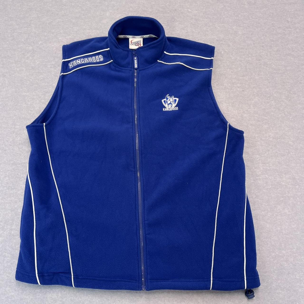 Vintage North Melbourne Kangaroos AFL Full Zip Blue & White Fleece Vest 3XL