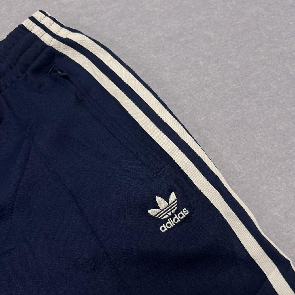 Vintage Adidas Originals Men's Navy & White Stripe Tapered Track Pants Medium