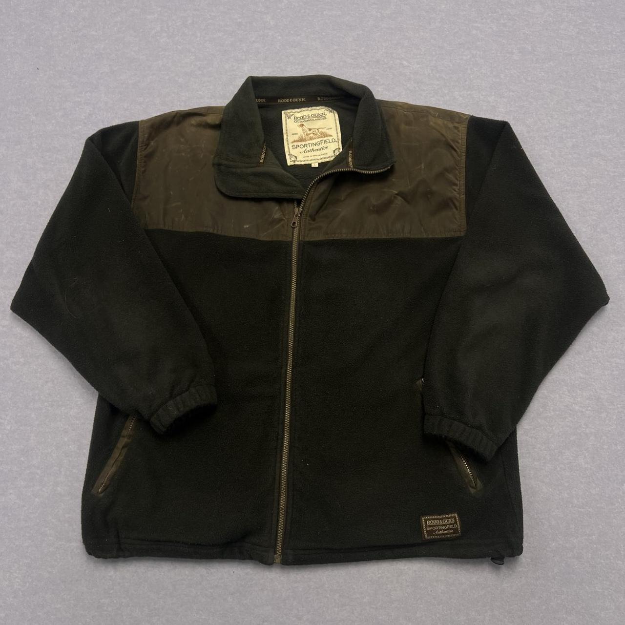 Vintage 90s Rodd & Gunn SportingField Full Zip Black & Brown Fleece Jacket Large