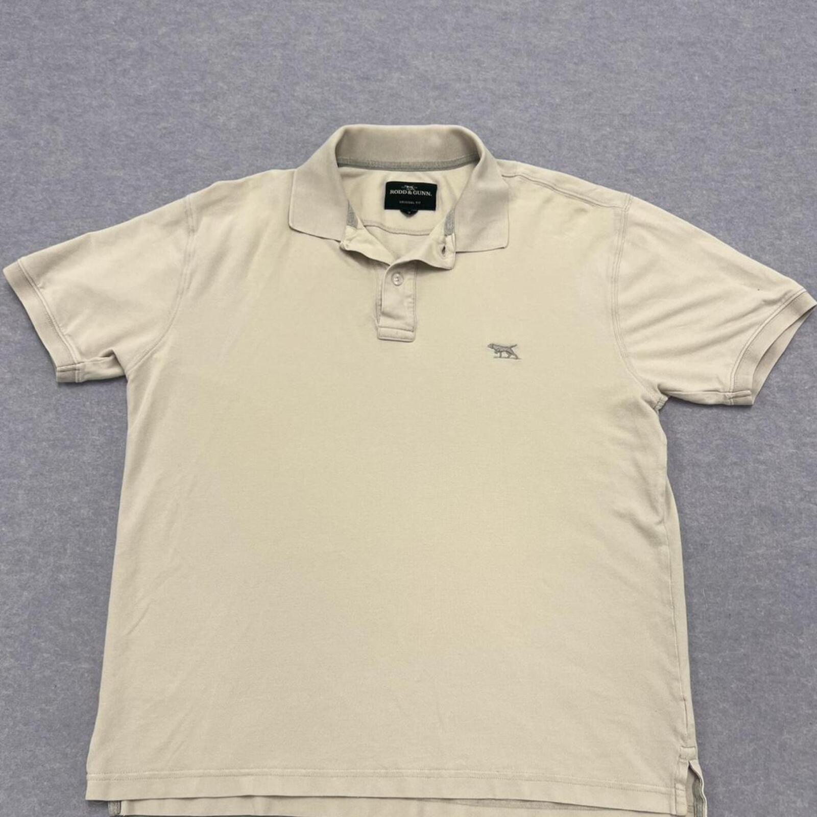 Vintage Rodd & Gunn Men's Original Fit Light Grey  Off White Polo Shirt Small